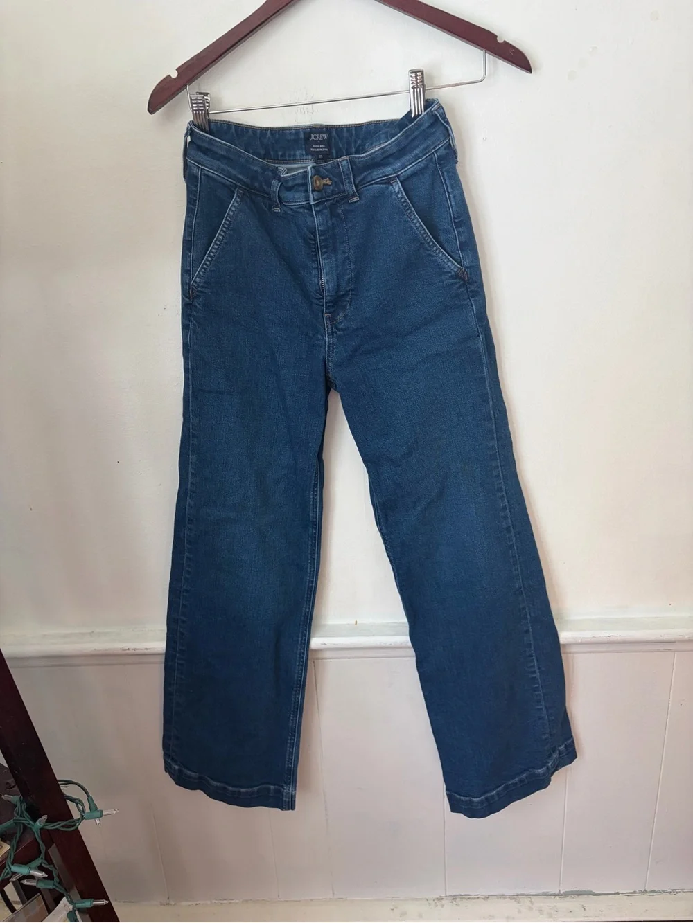 J. Crew High-Rise Trouser Flare Denim Jeans Size 25 Dark Wash